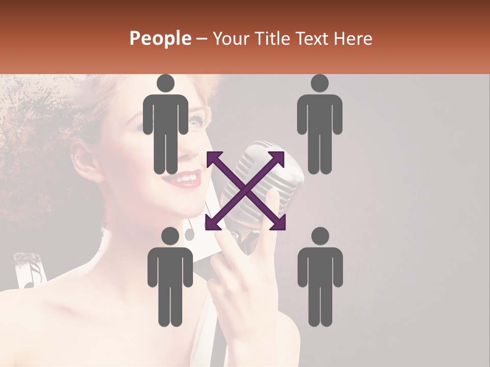 A Woman Holding A Microphone In Front Of Her Face PowerPoint Template