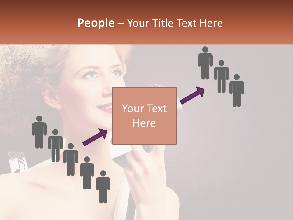 A Woman Holding A Microphone In Front Of Her Face PowerPoint Template