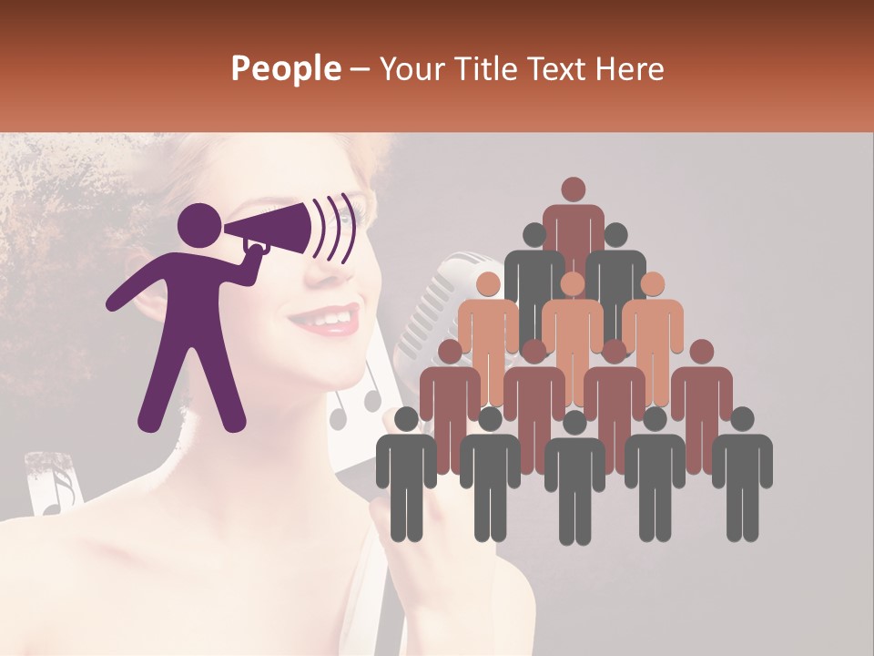 A Woman Holding A Microphone In Front Of Her Face PowerPoint Template