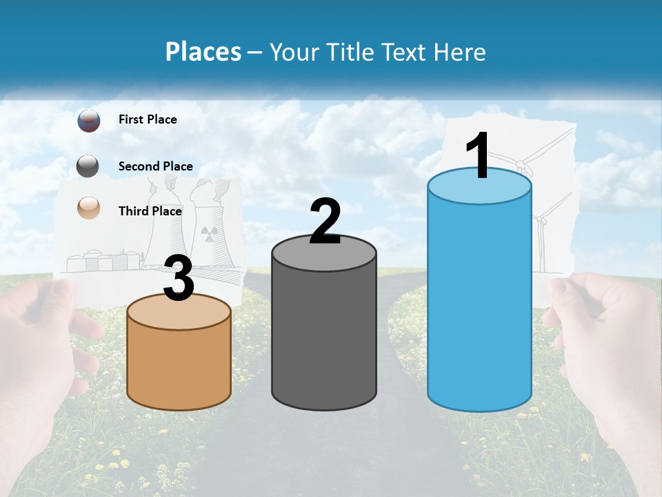 Two Hands Holding Paper Cut Out Of A Road PowerPoint Template