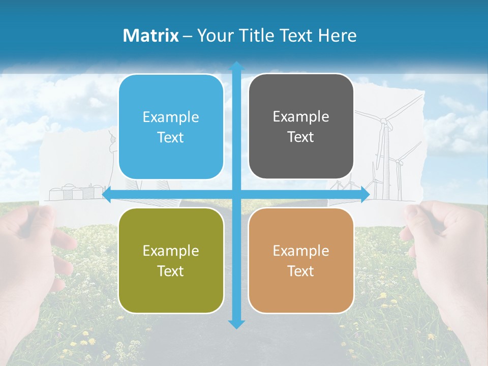 Two Hands Holding Paper Cut Out Of A Road PowerPoint Template
