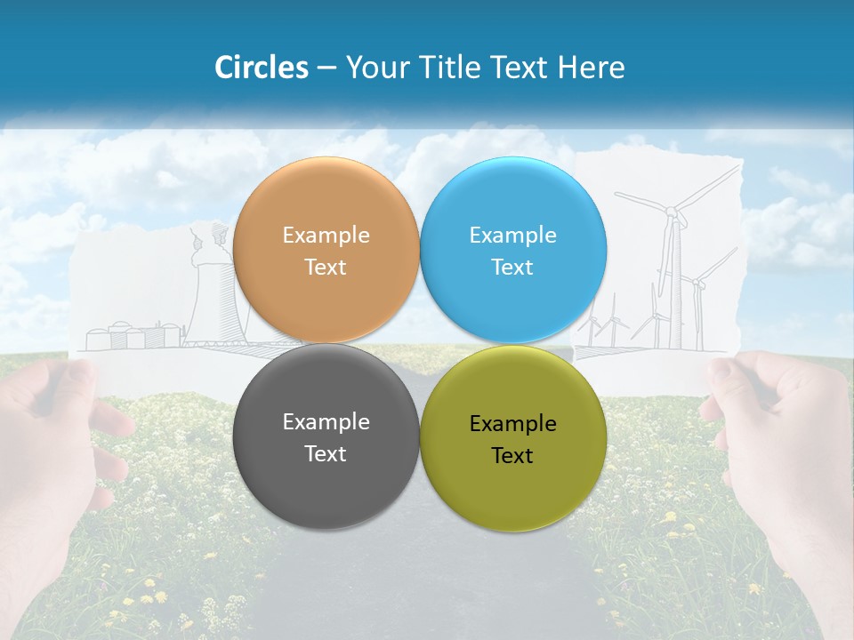 Two Hands Holding Paper Cut Out Of A Road PowerPoint Template