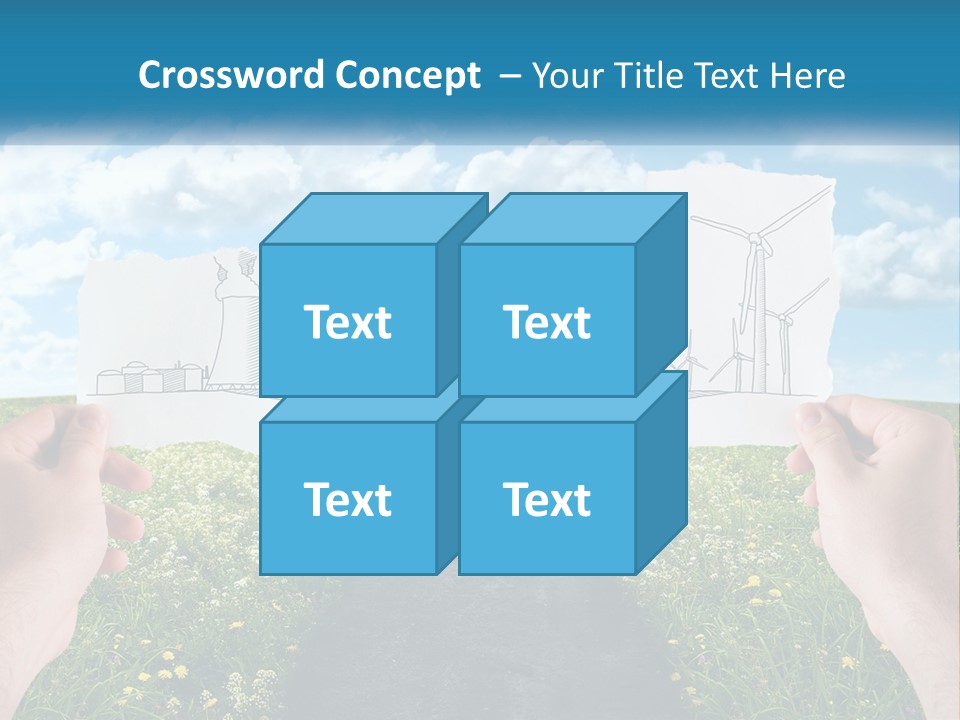 Two Hands Holding Paper Cut Out Of A Road PowerPoint Template