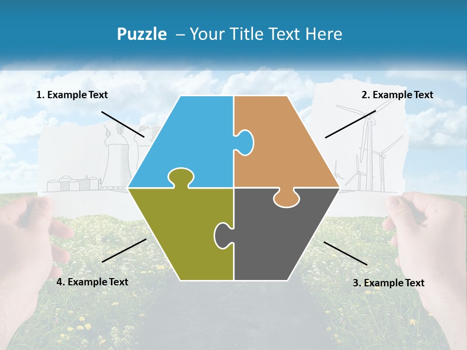 Two Hands Holding Paper Cut Out Of A Road PowerPoint Template