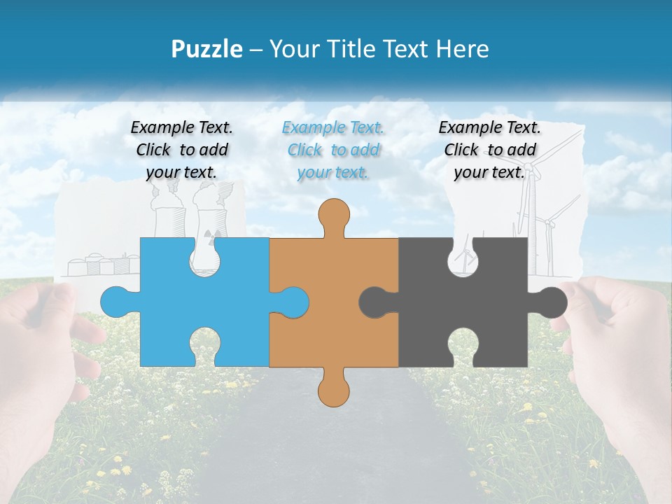 Two Hands Holding Paper Cut Out Of A Road PowerPoint Template