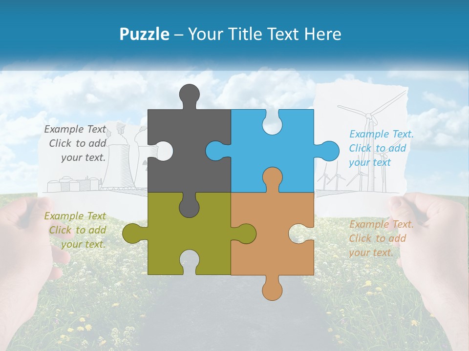 Two Hands Holding Paper Cut Out Of A Road PowerPoint Template