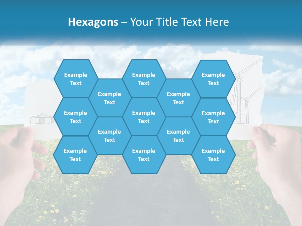 Two Hands Holding Paper Cut Out Of A Road PowerPoint Template