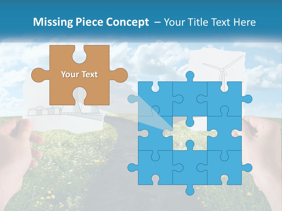 Two Hands Holding Paper Cut Out Of A Road PowerPoint Template