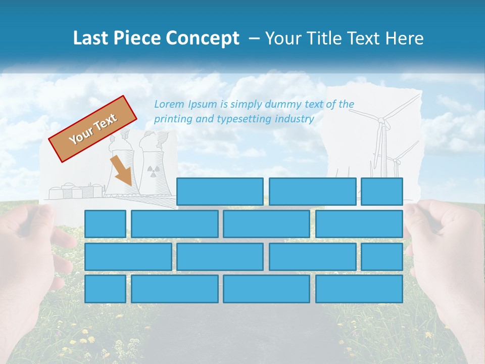 Two Hands Holding Paper Cut Out Of A Road PowerPoint Template