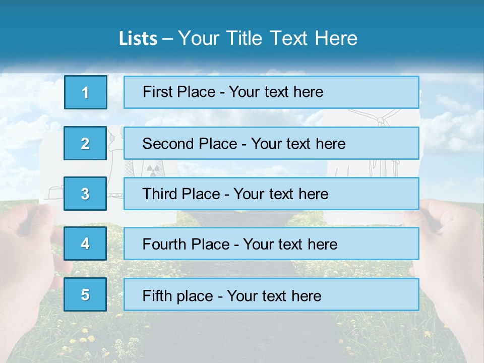Two Hands Holding Paper Cut Out Of A Road PowerPoint Template