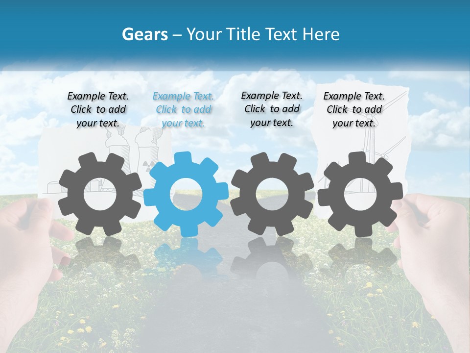 Two Hands Holding Paper Cut Out Of A Road PowerPoint Template