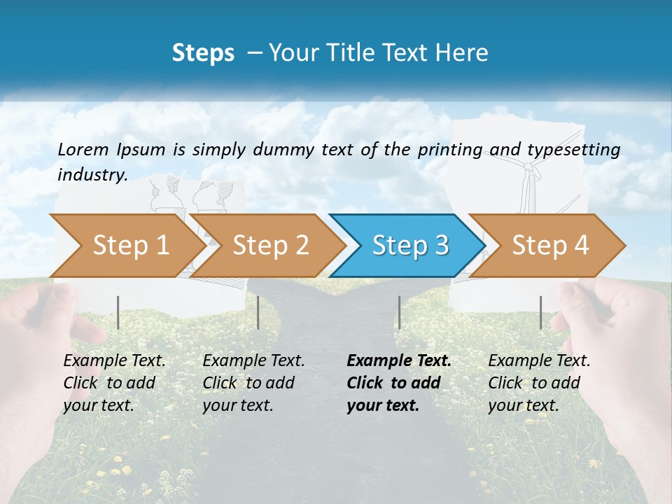 Two Hands Holding Paper Cut Out Of A Road PowerPoint Template