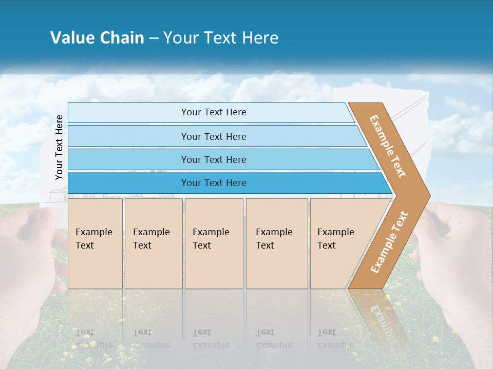 Two Hands Holding Paper Cut Out Of A Road PowerPoint Template