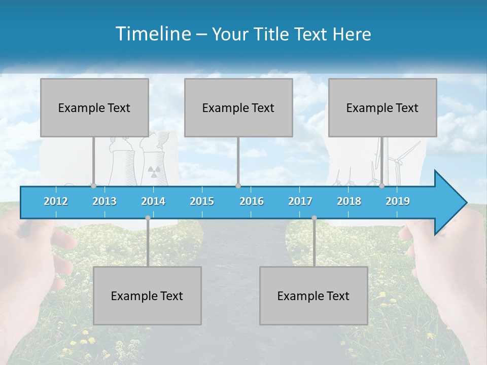 Two Hands Holding Paper Cut Out Of A Road PowerPoint Template