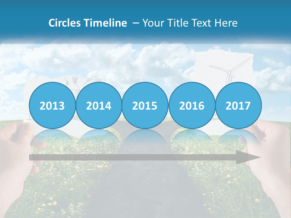 Two Hands Holding Paper Cut Out Of A Road PowerPoint Template