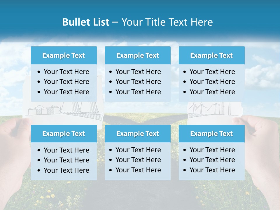 Two Hands Holding Paper Cut Out Of A Road PowerPoint Template