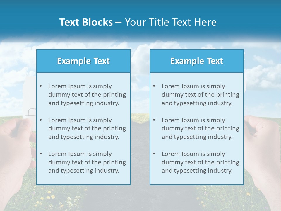 Two Hands Holding Paper Cut Out Of A Road PowerPoint Template