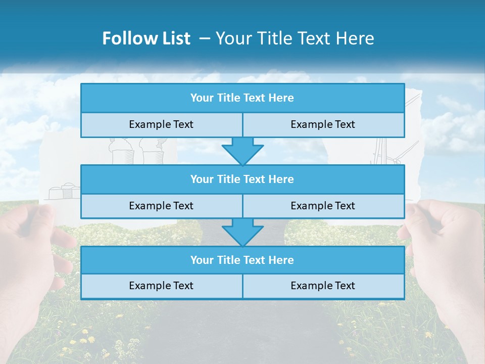 Two Hands Holding Paper Cut Out Of A Road PowerPoint Template