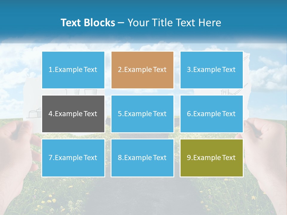 Two Hands Holding Paper Cut Out Of A Road PowerPoint Template