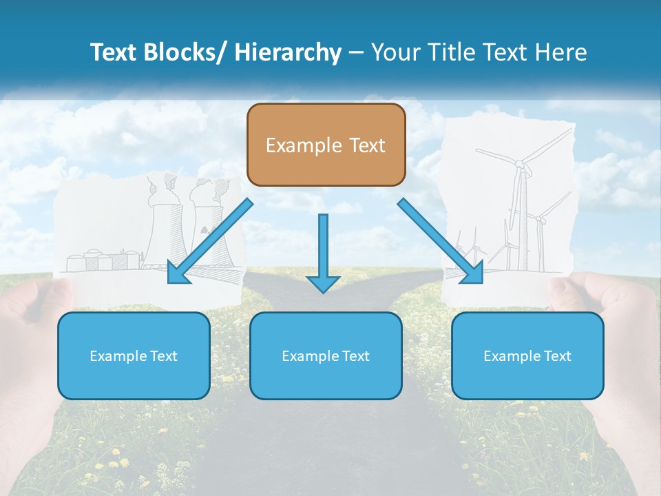 Two Hands Holding Paper Cut Out Of A Road PowerPoint Template