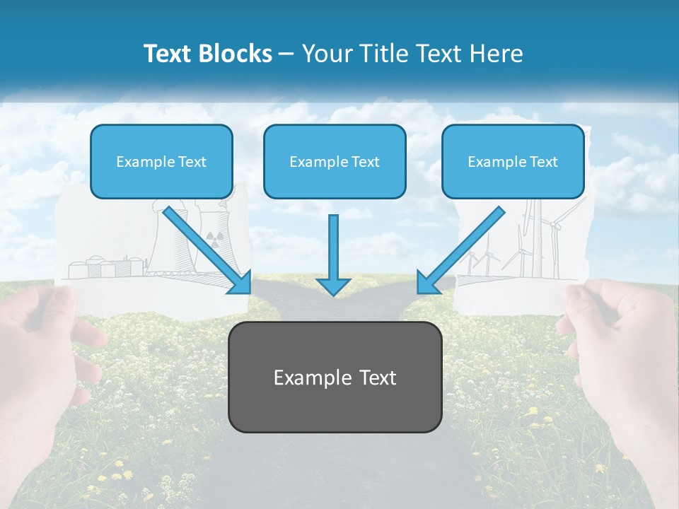 Two Hands Holding Paper Cut Out Of A Road PowerPoint Template