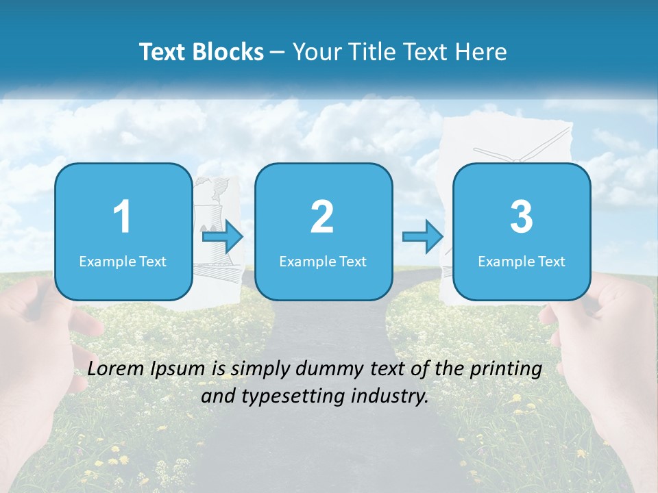 Two Hands Holding Paper Cut Out Of A Road PowerPoint Template