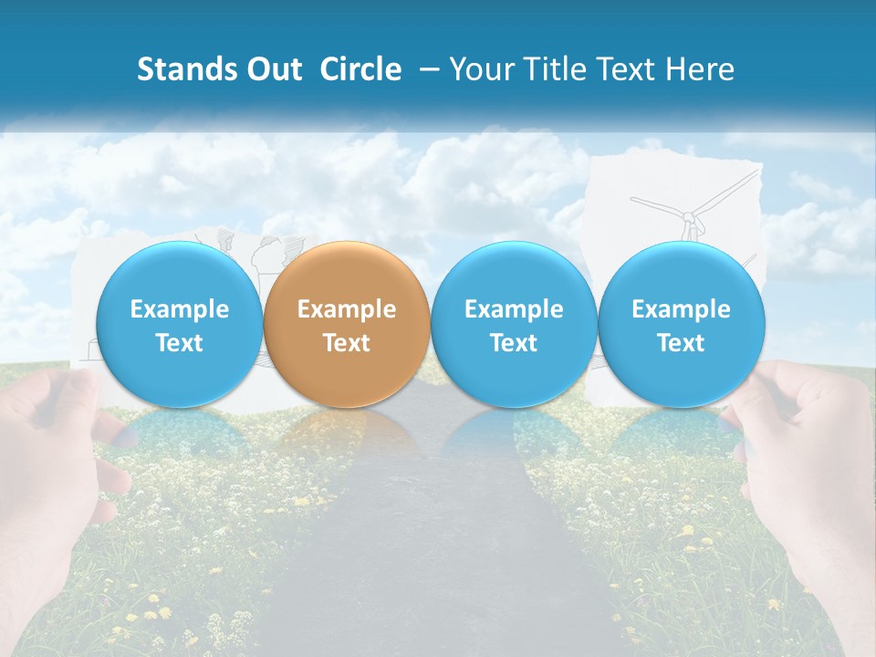 Two Hands Holding Paper Cut Out Of A Road PowerPoint Template