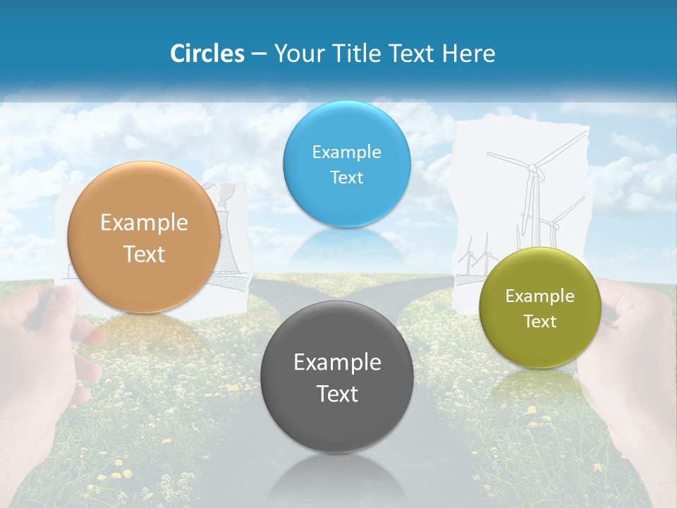 Two Hands Holding Paper Cut Out Of A Road PowerPoint Template