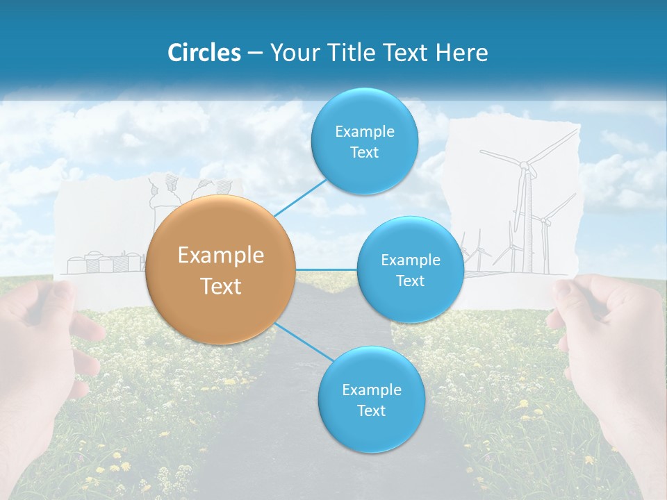 Two Hands Holding Paper Cut Out Of A Road PowerPoint Template