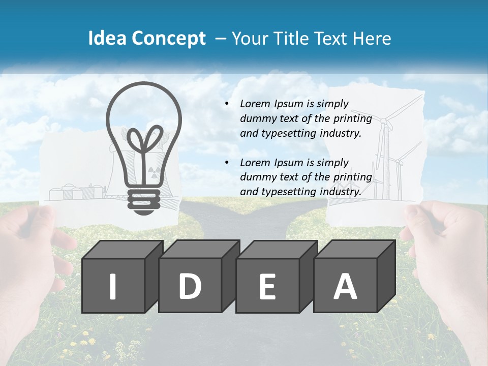 Two Hands Holding Paper Cut Out Of A Road PowerPoint Template