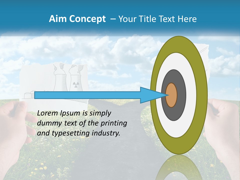 Two Hands Holding Paper Cut Out Of A Road PowerPoint Template