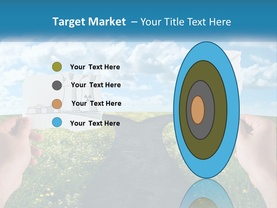 Two Hands Holding Paper Cut Out Of A Road PowerPoint Template