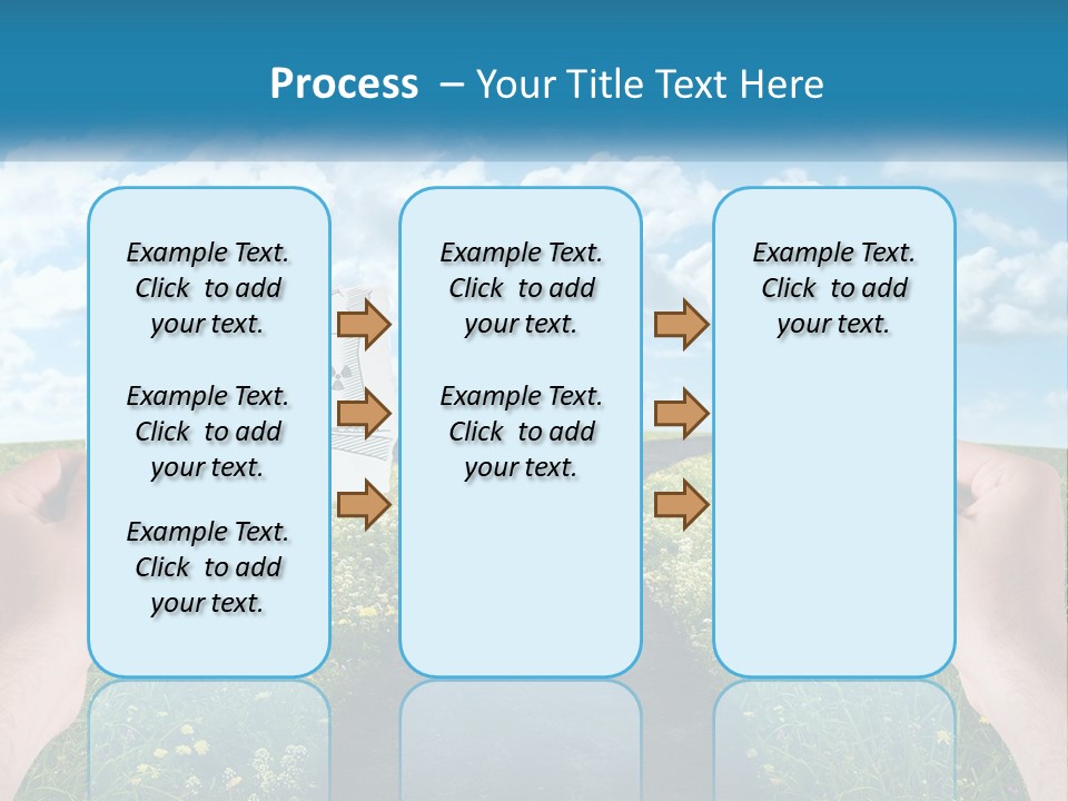 Two Hands Holding Paper Cut Out Of A Road PowerPoint Template
