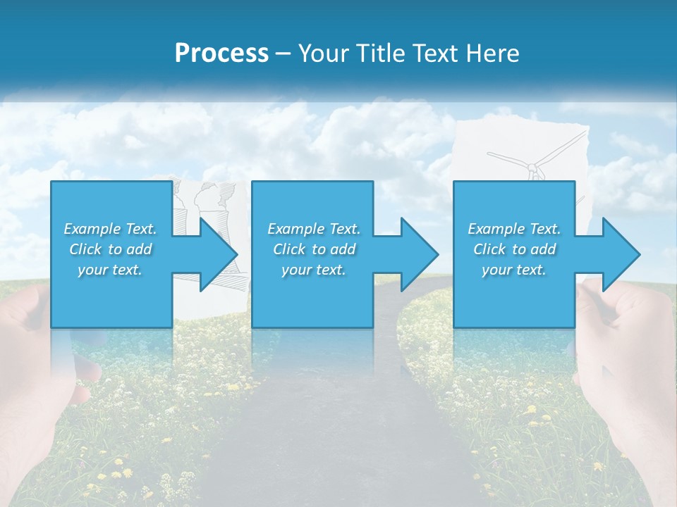 Two Hands Holding Paper Cut Out Of A Road PowerPoint Template