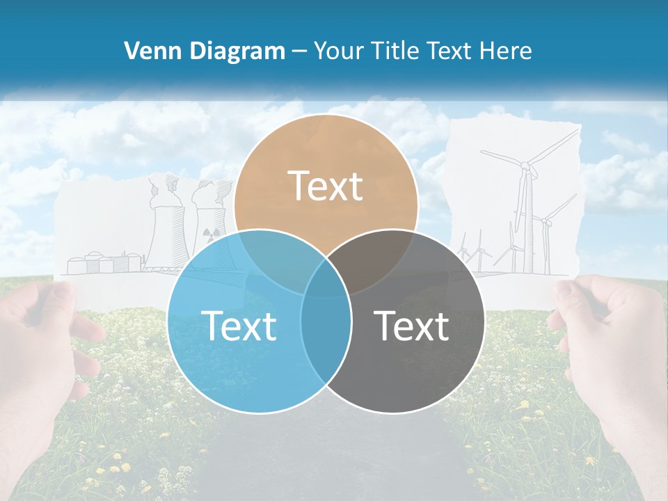 Two Hands Holding Paper Cut Out Of A Road PowerPoint Template
