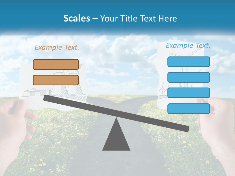 Two Hands Holding Paper Cut Out Of A Road PowerPoint Template