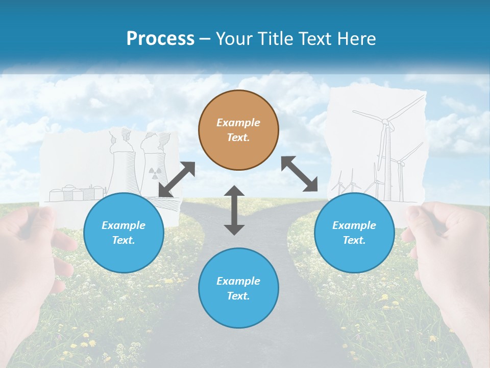 Two Hands Holding Paper Cut Out Of A Road PowerPoint Template