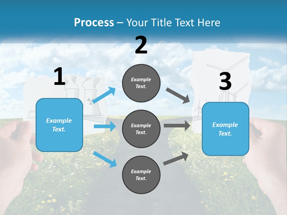 Two Hands Holding Paper Cut Out Of A Road PowerPoint Template