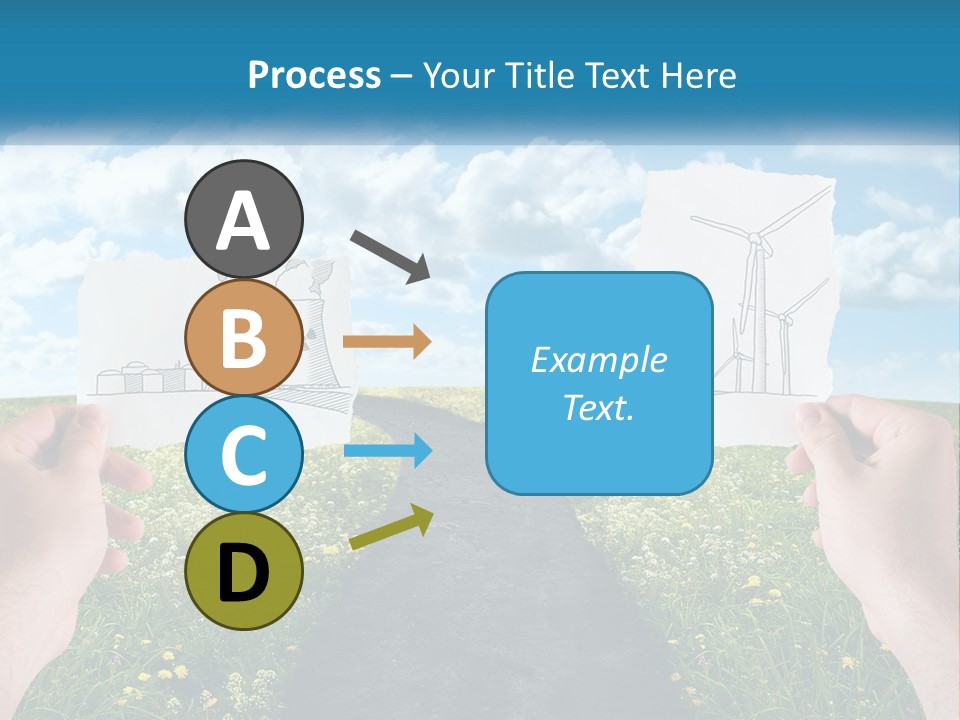 Two Hands Holding Paper Cut Out Of A Road PowerPoint Template