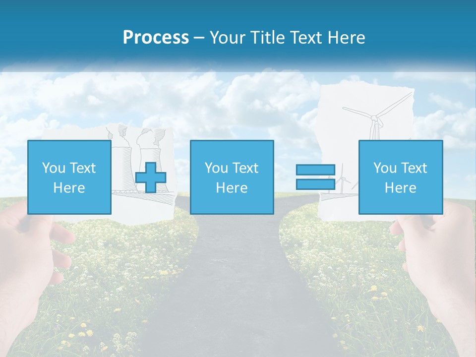 Two Hands Holding Paper Cut Out Of A Road PowerPoint Template