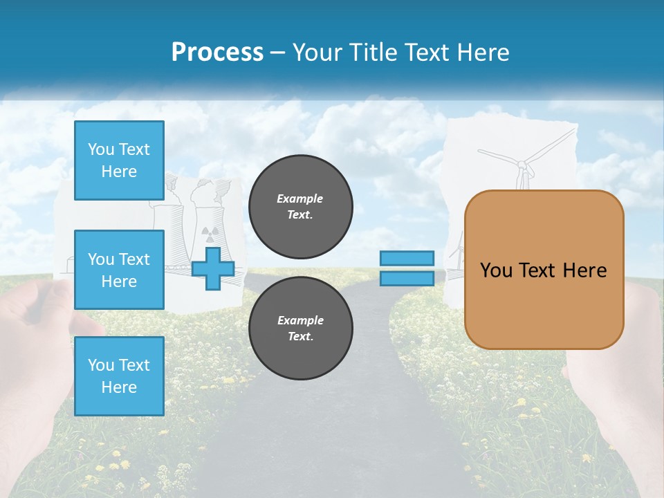 Two Hands Holding Paper Cut Out Of A Road PowerPoint Template