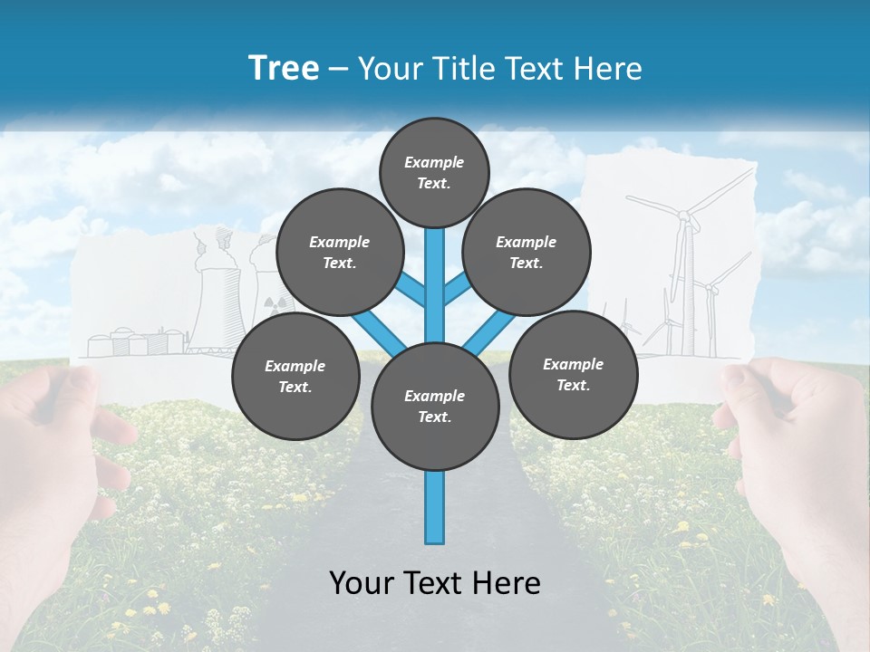 Two Hands Holding Paper Cut Out Of A Road PowerPoint Template