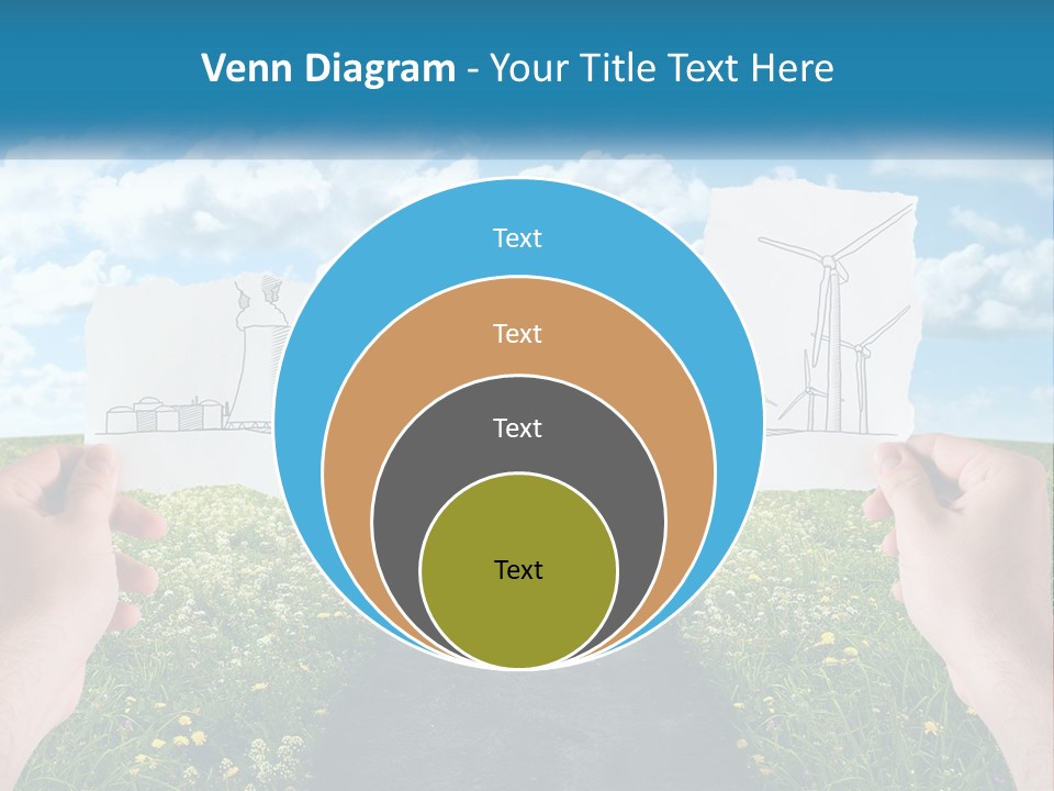 Two Hands Holding Paper Cut Out Of A Road PowerPoint Template