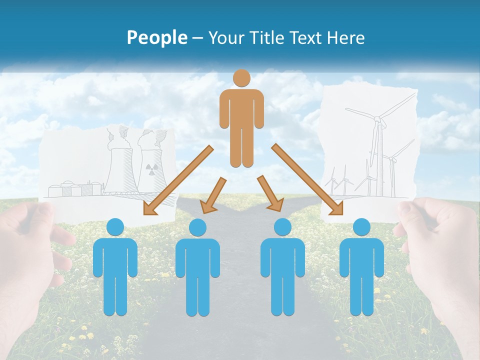 Two Hands Holding Paper Cut Out Of A Road PowerPoint Template