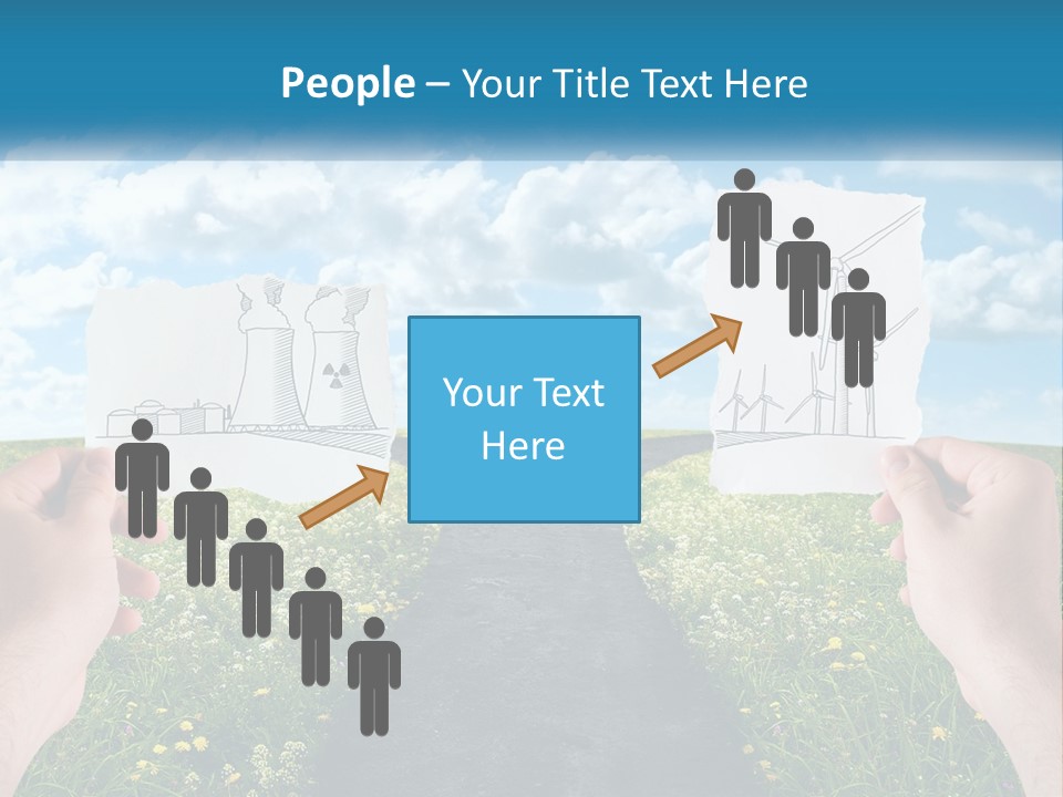 Two Hands Holding Paper Cut Out Of A Road PowerPoint Template