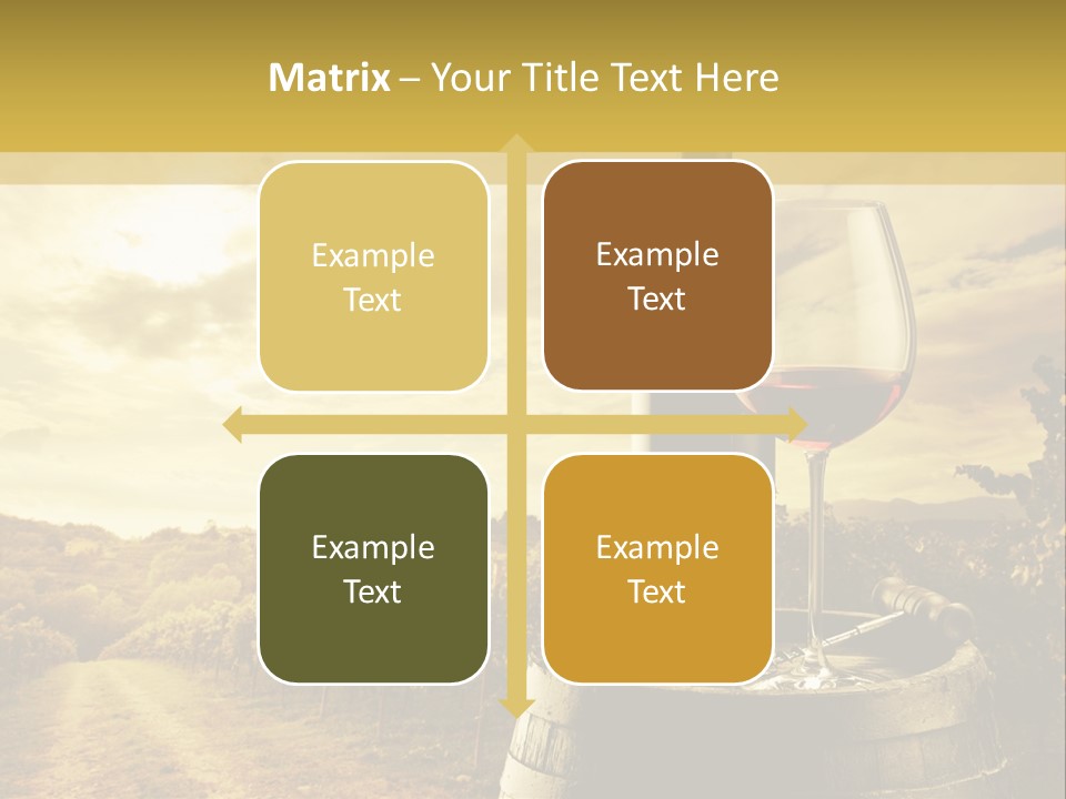 A Bottle Of Wine And A Glass Of Wine On A Barrel PowerPoint Template