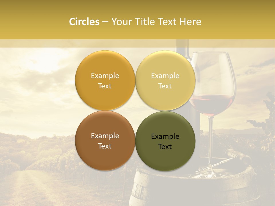 A Bottle Of Wine And A Glass Of Wine On A Barrel PowerPoint Template