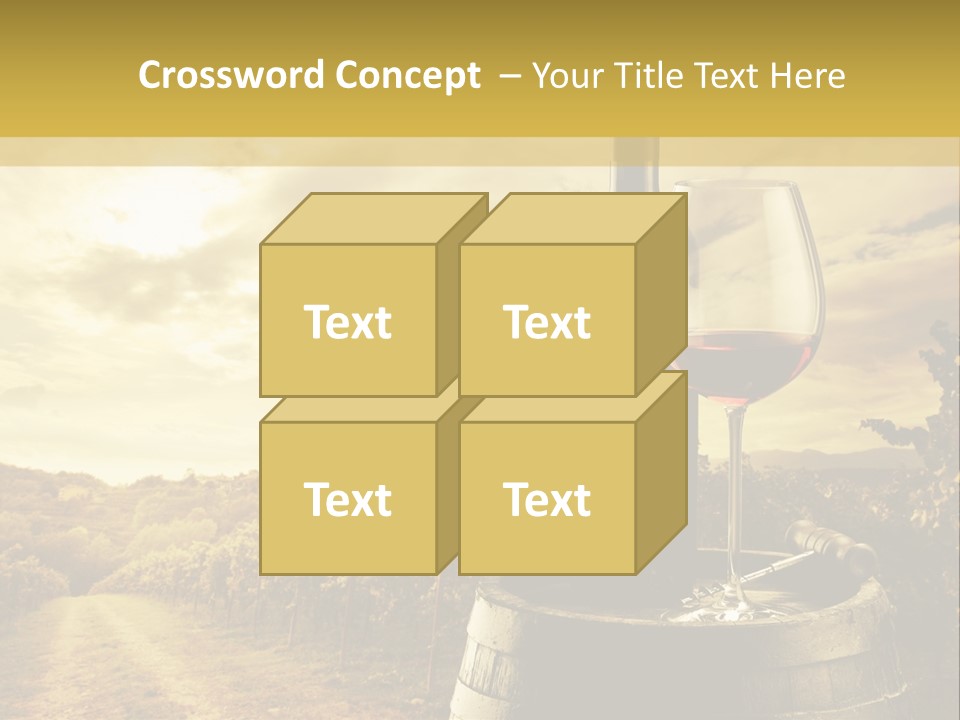 A Bottle Of Wine And A Glass Of Wine On A Barrel PowerPoint Template