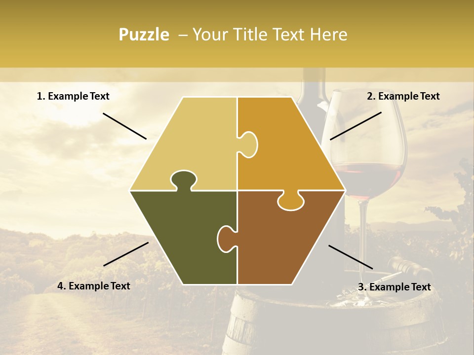 A Bottle Of Wine And A Glass Of Wine On A Barrel PowerPoint Template