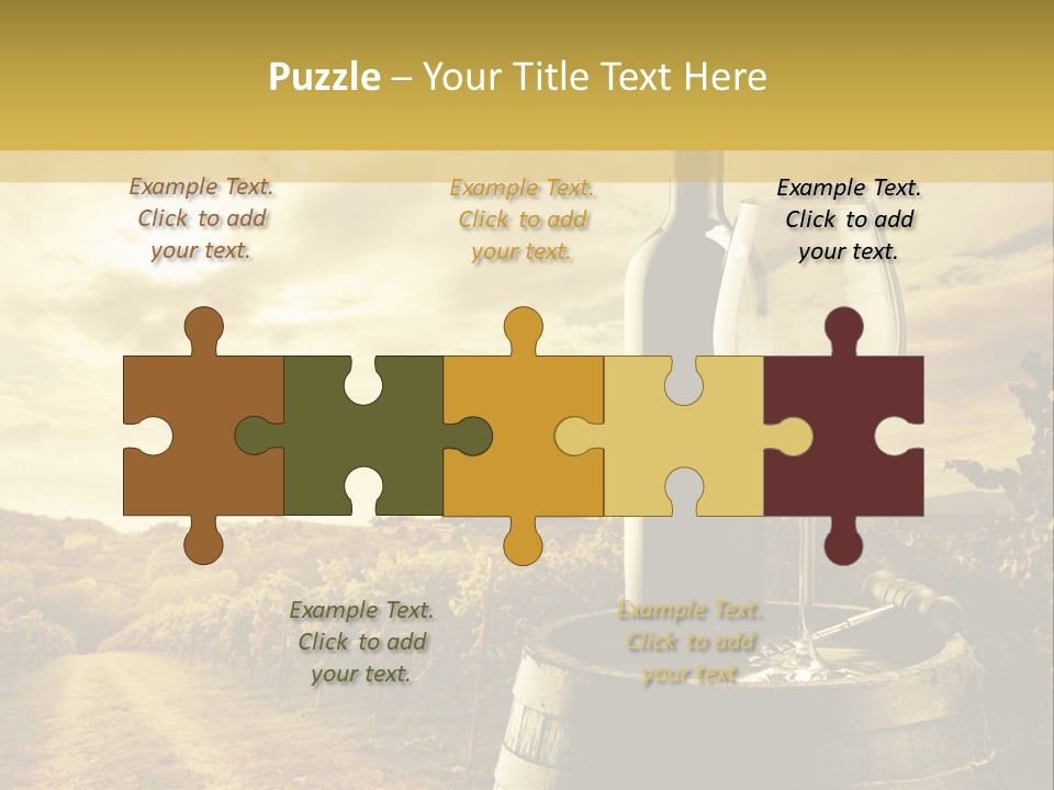 A Bottle Of Wine And A Glass Of Wine On A Barrel PowerPoint Template